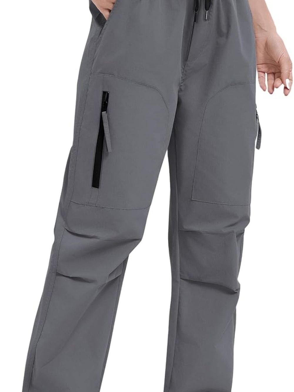 NWT Kamotour Women's Casual Gray Utility Cargo Pants with Zipper Pockets
